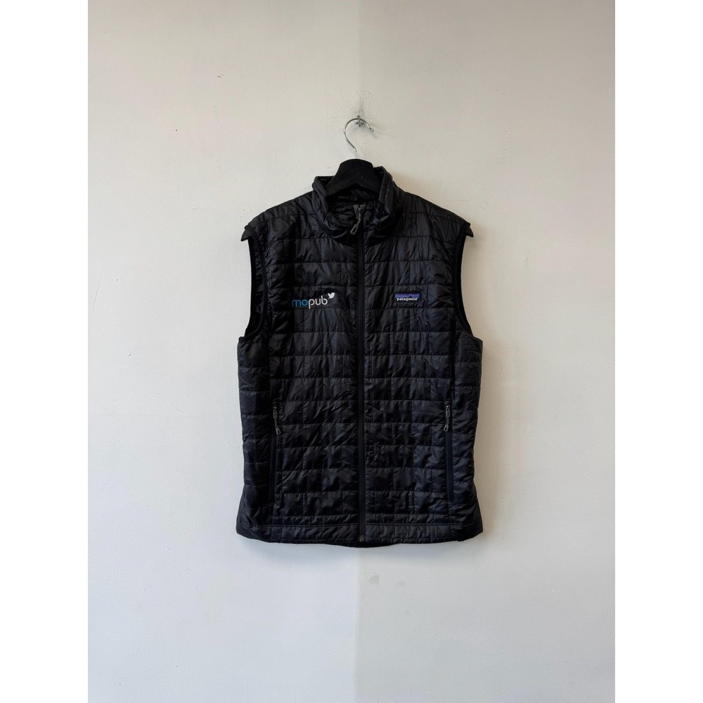 Patagonia Nano Puff Vest Mens Small Black Insulated Puffer Full Zip‎ MoPub Logo